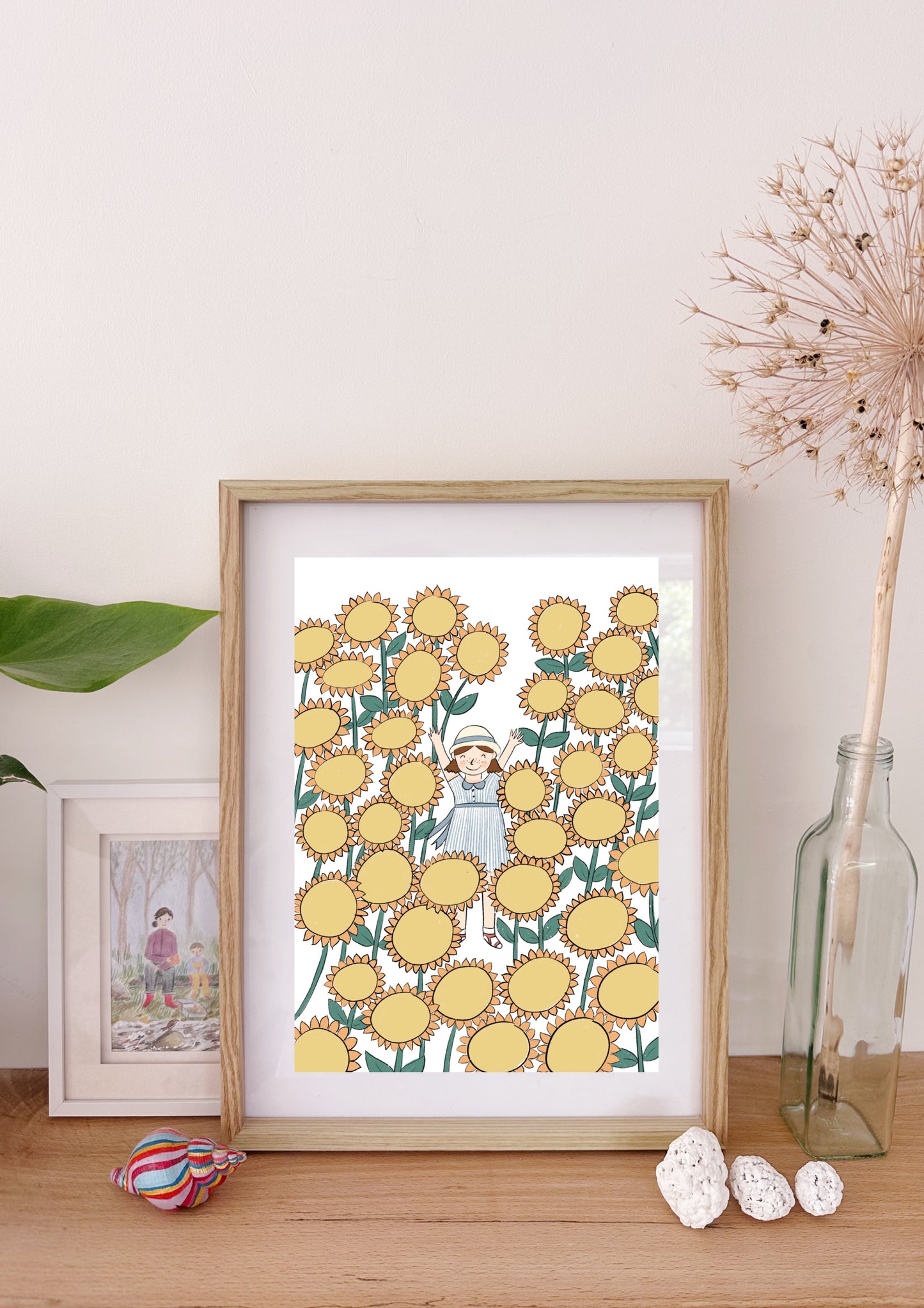Happy in the Sunflowers A4 Print